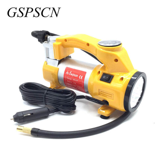 PORTABLE HEAVY DUTY AIR COMPRESSOR W/ SUPER BRIGHT FLASH LIGHT